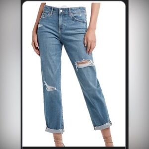 Express boyfriend mid rise distressed jeans size 6R nwt